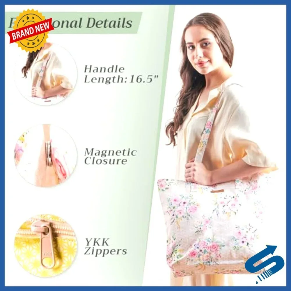 Cotton Canvas Tote Bag Reusable Shoulder Bag Travel Shopping Chic Minimal